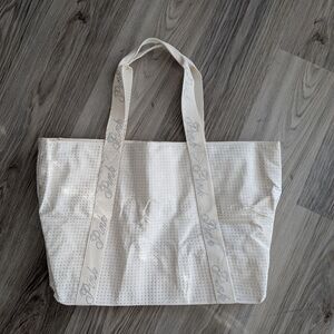 New With Tags  PINK Victoria's‎ Secret Tote. White With Rhinestones And Bling